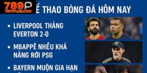 Tin thể thao bóng đá hôm nay 789P đầy hấp dẫn